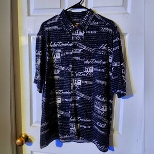 Harley Davidson All over print Short Sleeve button down shirt